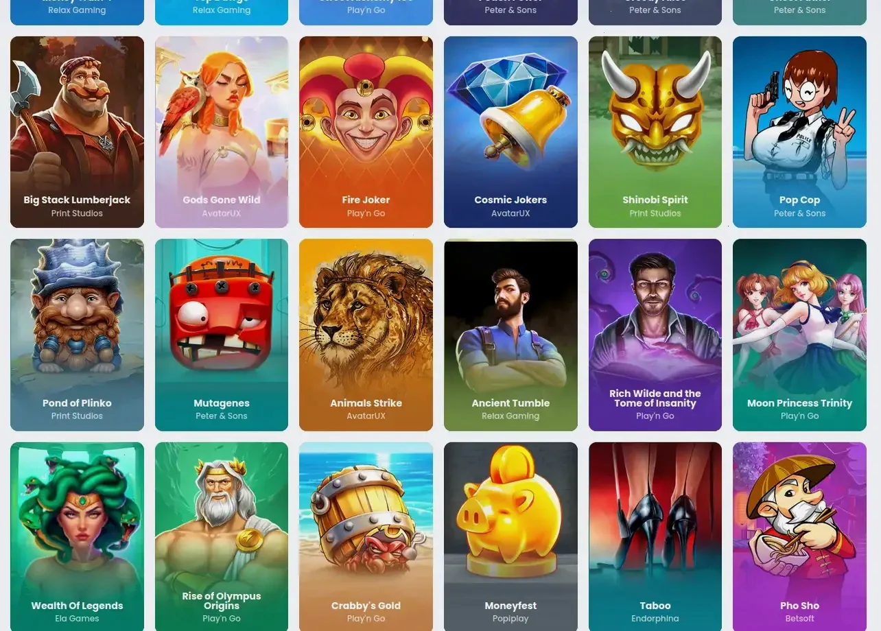 Lucky Hills Casino Spielauswahl